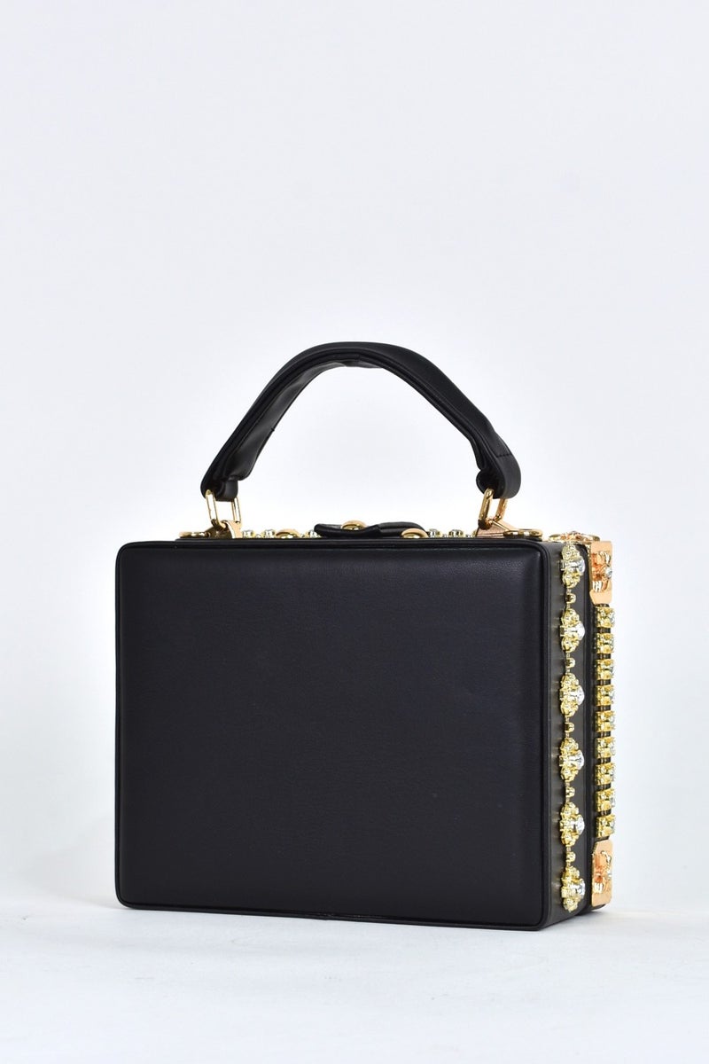 Elatae Women's Shoulder Strap Stone Evening Dress Daily Handbag Black 17609  - Image 5