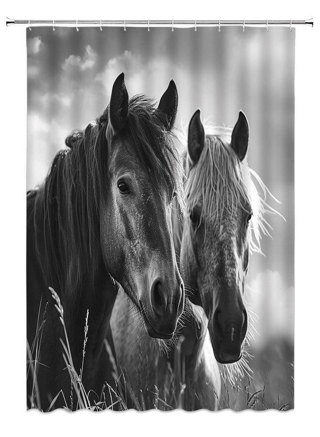 YSATNSFT Horse Shower Curtain Western Rustic Farmhouse Animals Country Fabric Bathroom Decor Set with Hooks,(70" WX70 H) - Image 2