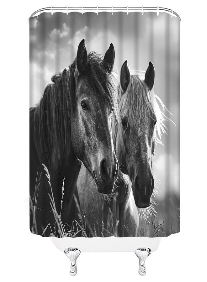 YSATNSFT Horse Shower Curtain Western Rustic Farmhouse Animals Country Fabric Bathroom Decor Set with Hooks,(70" WX70 H) - Image 4