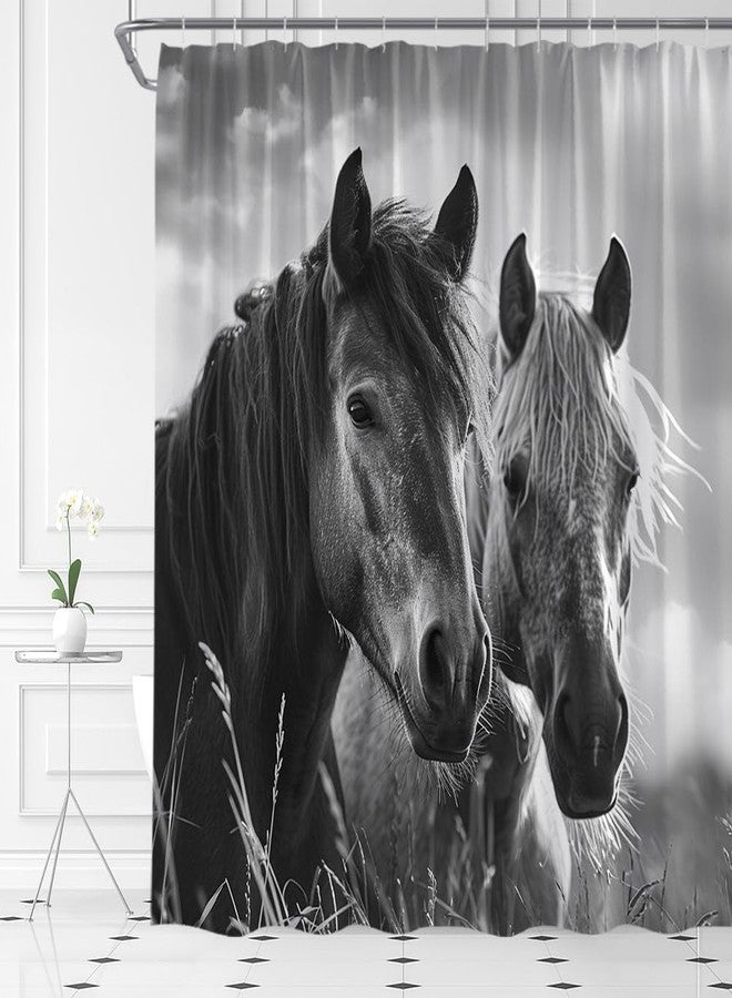 YSATNSFT Horse Shower Curtain Western Rustic Farmhouse Animals Country Fabric Bathroom Decor Set with Hooks,(70" WX70 H) - Image 3