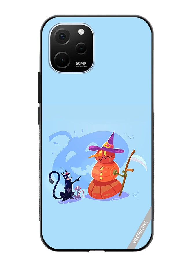 VR CREATIVE Protective Case Cover For Huawei Enjoy 50z Halloween Cat Design Multicolour - Image 1