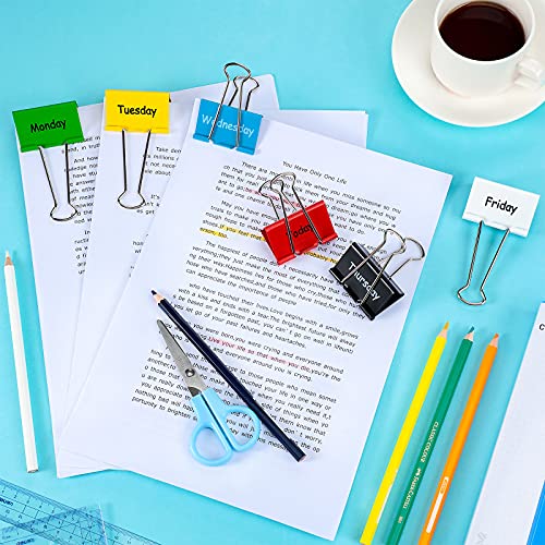 Tenare 6 Pieces Teacher Essentials Large Binder Clips 2 Inches Teacher Binder Paper Clips Office Back to School Gifts Classroom Supplies Management Supplies(Days of The Week) - Image 3