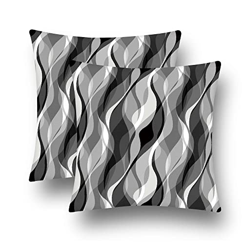 weesire Black and White Grey Throw Pillow Covers Set of 2 Modern Geometric Lines Cushion Covers for Living Room Sofa Accent Home Decor Abstract Art Decorative Pillowcases Outdoor Pillows Covers 18x18 - Image 1