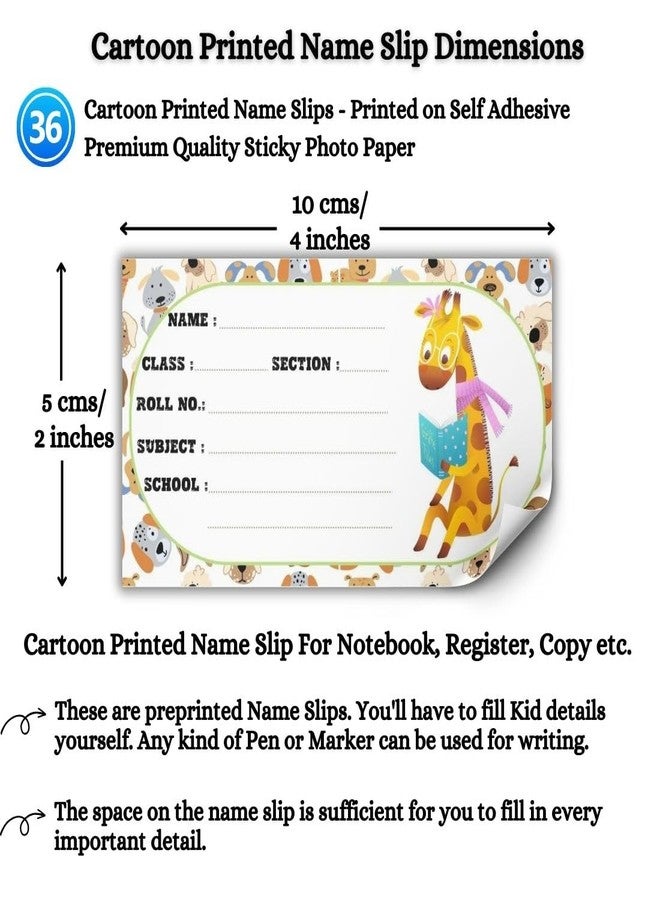 AanyaCentric Set of 36 Kids Name Slip | 10 x 5 cm | Self Fill in Sticky School Labels for Notebook Register Copy - Image 3