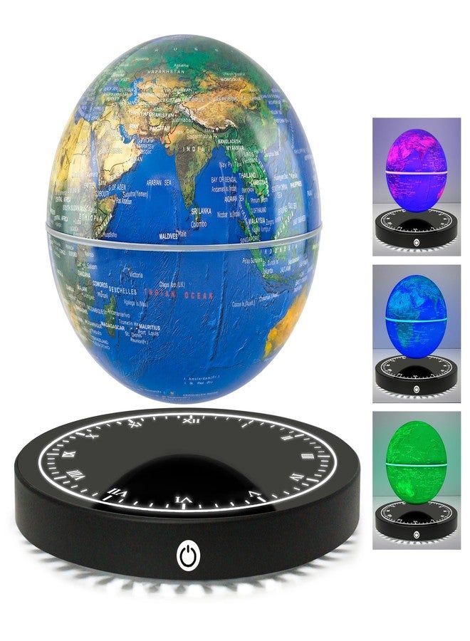 Flagest Magnetic Levitating Floating Globe with LED Lights, 16 Colors Rotating Globe Lamp with Clock Base for Home Office Desk Decor, Cool Tech Gadgets for Men Husband Boys and Girls - Image 1