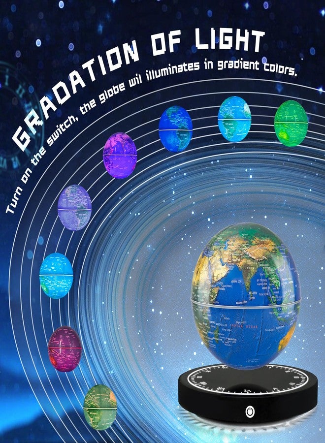 Flagest Magnetic Levitating Floating Globe with LED Lights, 16 Colors Rotating Globe Lamp with Clock Base for Home Office Desk Decor, Cool Tech Gadgets for Men Husband Boys and Girls - Image 3