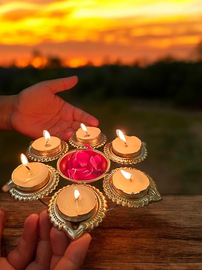 FOXEN COLLECTION Diya Urli Set of 4 for Home Office Diwali Handcrafted Bowl for Floating Flowers and Tea Light Candles Diwali Decoration Items for Home 6 Inches - Image 3