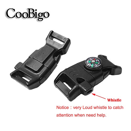 CooBigo 5 Pack Parachute Clips 5/8" Whistle Compass Clasp for Outdoor Camping Hiking Parachute Bracelet DIY Craft Project (Black) - Image 4