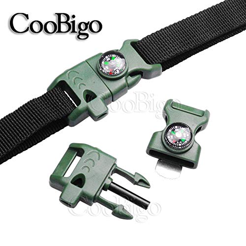 CooBigo 5 Pack Parachute Clips 5/8" Whistle Compass Clasp for Outdoor Camping Hiking Parachute Bracelet DIY Craft Project (Black) - Image 5