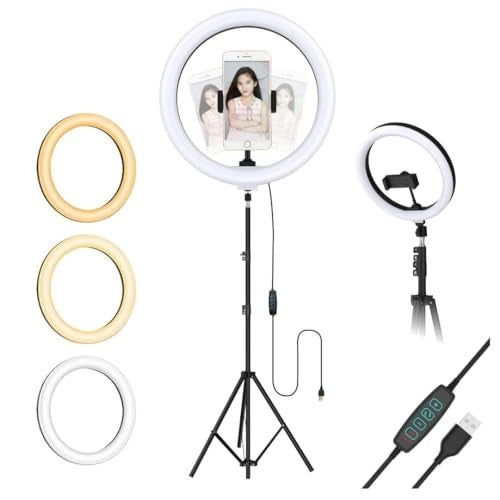 Desidiya Professional Led Ring Light with 7 Feet Tripod Stand for Mobile Phones & Camera, 3 Temperature Mode Dimmable Lighting, Photo-Shoot, Video Shoot, Makeup & More - Image 1