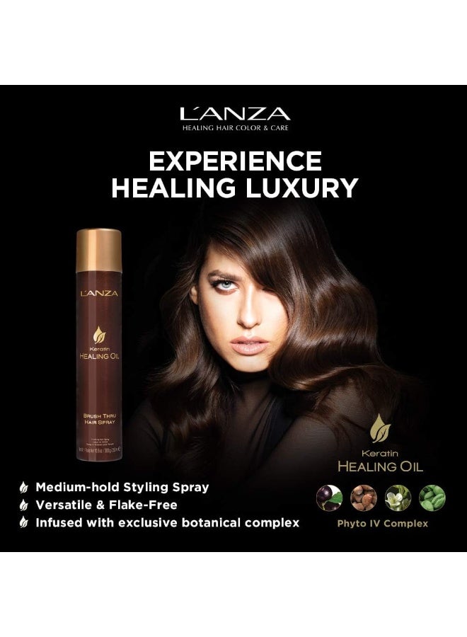 L'ANZA Keratin Healing Oil Brush Thru Hair Spray with Medium Hold Effect, For a Shiny Finishing and a Long-lasting Look, With Triple UV and Heat Protection, Suitable For All Hair Types (10.6 Fl Oz) - Image 3