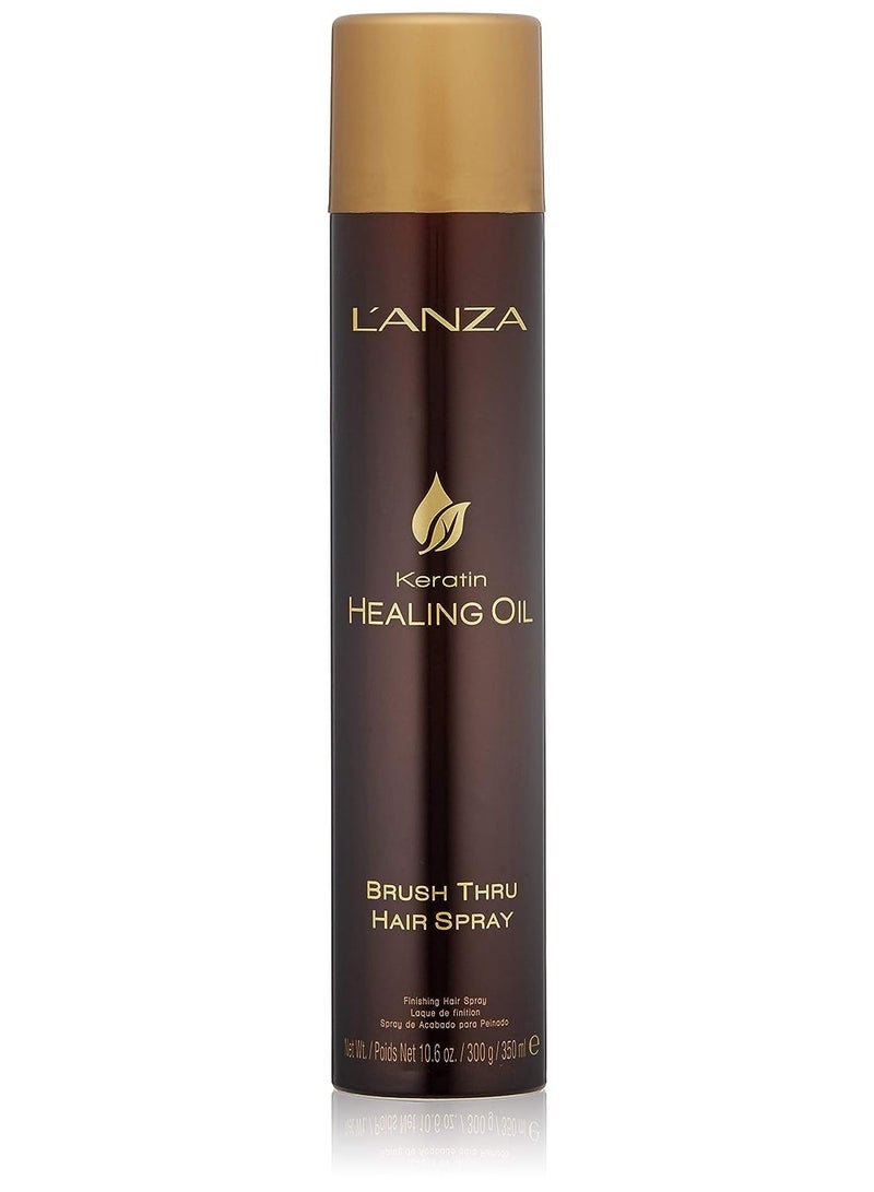 L'ANZA Keratin Healing Oil Brush Thru Hair Spray with Medium Hold Effect, For a Shiny Finishing and a Long-lasting Look, With Triple UV and Heat Protection, Suitable For All Hair Types (10.6 Fl Oz) - Image 1