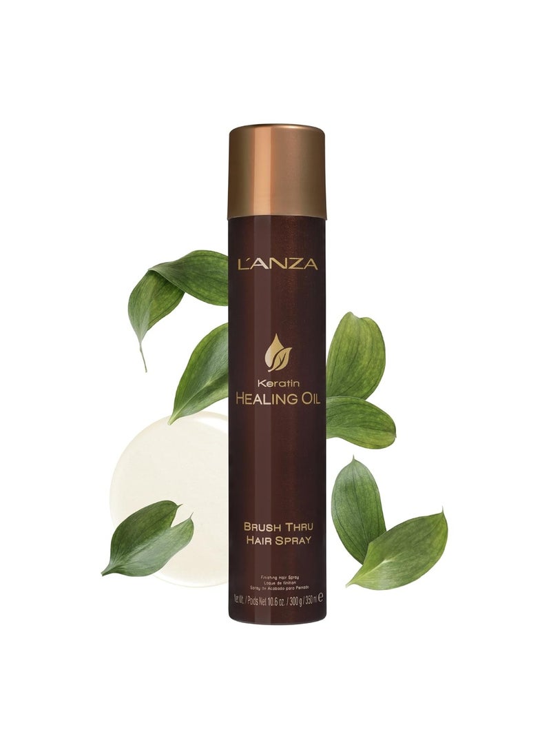 L'ANZA Keratin Healing Oil Brush Thru Hair Spray with Medium Hold Effect, For a Shiny Finishing and a Long-lasting Look, With Triple UV and Heat Protection, Suitable For All Hair Types (10.6 Fl Oz) - Image 2