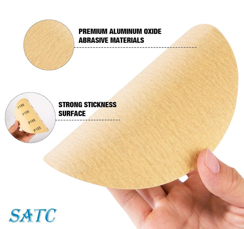 S SATC 100 PCS PSA Sanding Discs 6 Inch Adhesive Backed Sandpaper 180 Grit Sander Attachment for Drill Self Stick Aluminum Oxide Round Automotive Sandpaper with Sticky Back - Image 3