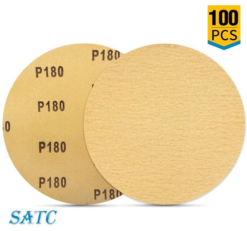 S SATC 100 PCS PSA Sanding Discs 6 Inch Adhesive Backed Sandpaper 180 Grit Sander Attachment for Drill Self Stick Aluminum Oxide Round Automotive Sandpaper with Sticky Back - Image 4
