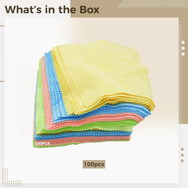 Eyeglass Cleaning Cloth Microfiber 100 Pcs, Pre-Cut Vibrant Color Fabric Squares, Fiber Material, for Glasses Phones Cameras, Ideal Sewing and Patchwork - Image 5