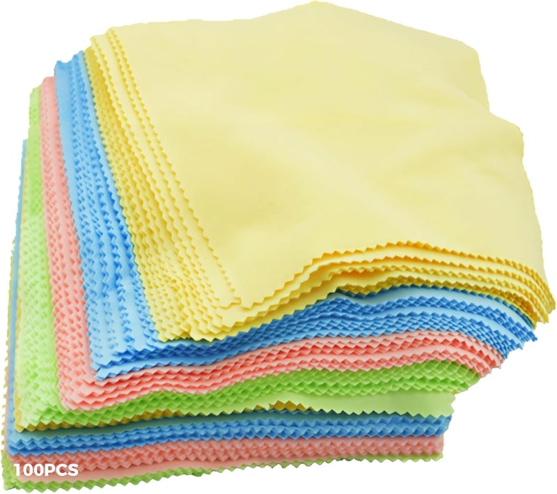 Eyeglass Cleaning Cloth Microfiber 100 Pcs, Pre-Cut Vibrant Color Fabric Squares, Fiber Material, for Glasses Phones Cameras, Ideal Sewing and Patchwork - Image 1