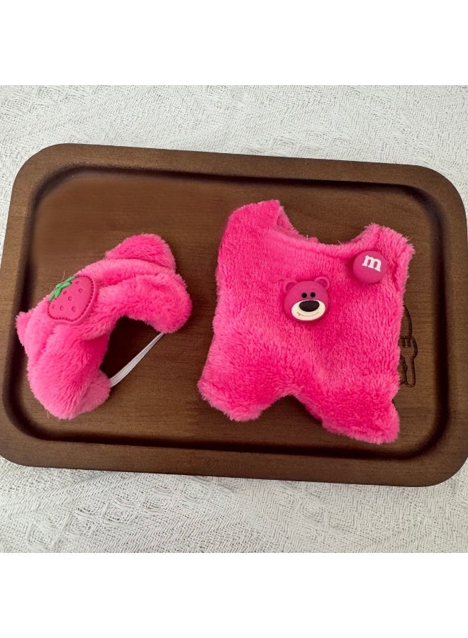 Pink Plush Outfit Set: Overalls & Hat for 17cm Fashion Dolls - Fits 1st-3rd Gen (Doll/Shoes Excluded) - Image 2