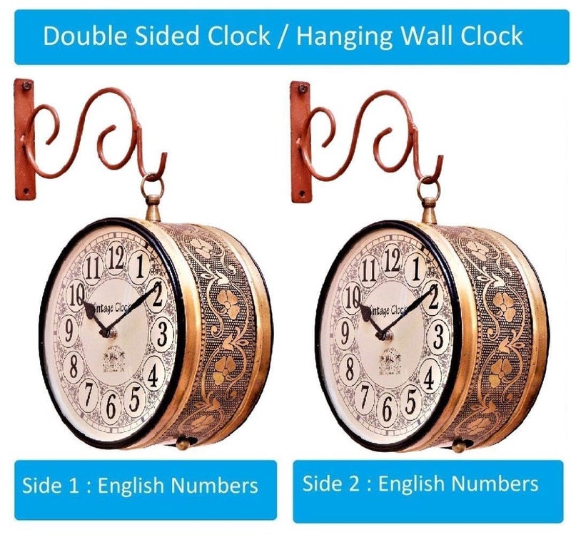 Vintage Clock Handicraft Double-Side Iron Analog Clock (6 INCH), Bronze - Image 3