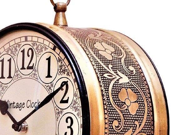 Vintage Clock Handicraft Double-Side Iron Analog Clock (6 INCH), Bronze - Image 2