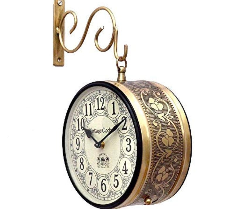 Vintage Clock Handicraft Double-Side Iron Analog Clock (6 INCH), Bronze - Image 5