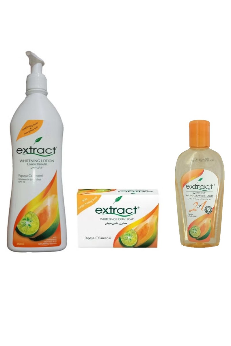 Extract Papaya Calamansi Whitening Lotions 35020ml & Soap 135gm & Toner 135ml