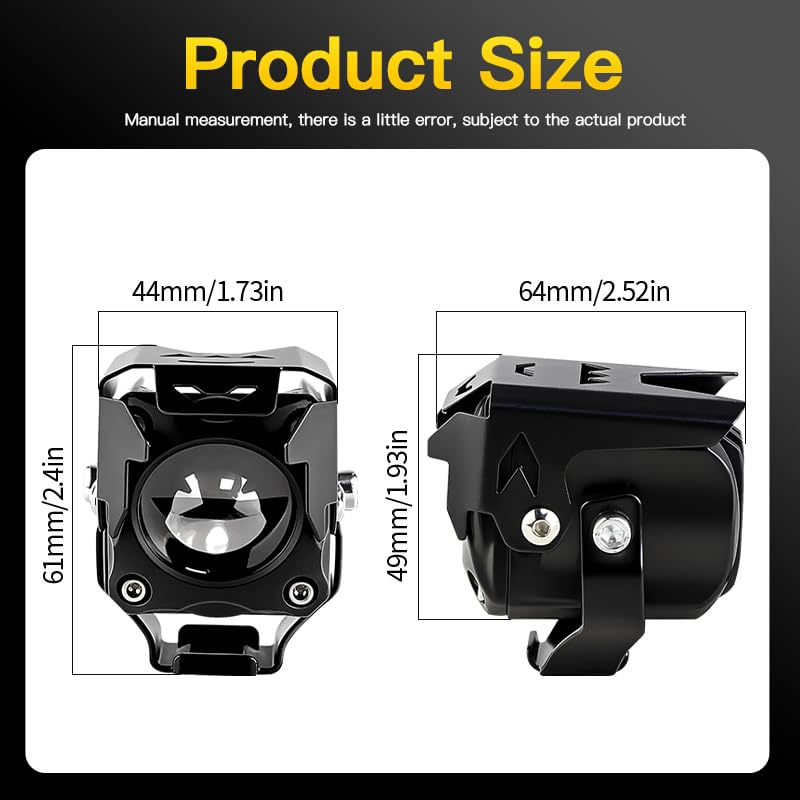 APMAT Motorcycle Lights LED Auxiliary Spotlights Driving Fog Light, with Mount Brackets 7 Modes White/Amber Dual Color Strobe Switchback for Motorcycle Electric Bike, 2PCS - Image 4