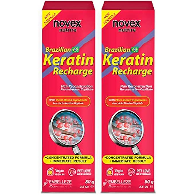 NOVEX KERATIN RECHARGE LEAVE IN CONDITIONER 2 PACK - RECONSTRUCTIVE KERATIN, FRIZZ CONTROL & DAMAGE REPAIR - Image 1