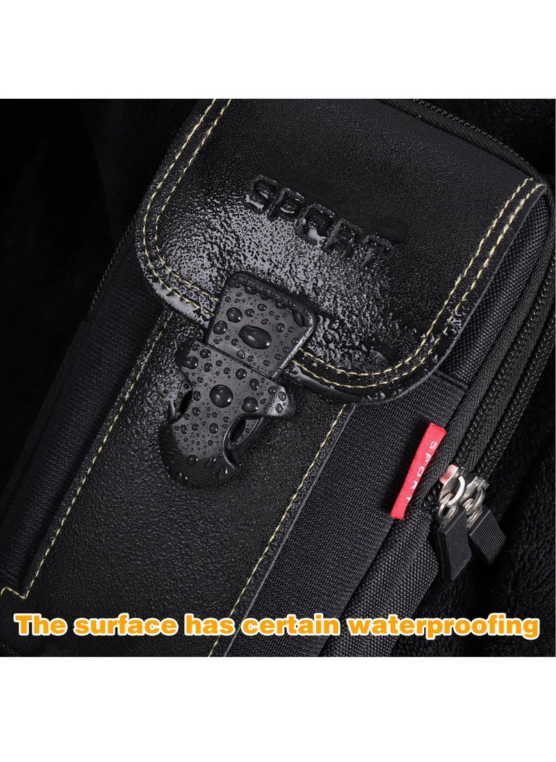 KASTWAVE - Tactical Molle Pouch, Black Men's Waist Belt Bag with Cell Phone Holster, EDC Pouch for Sports, Hiking, Camping,Traveling, Cycling, Fishing - Image 1
