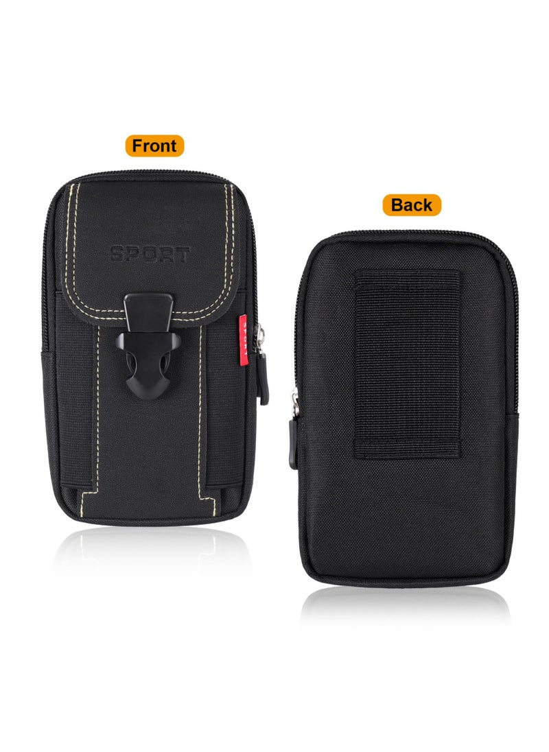 KASTWAVE - Tactical Molle Pouch, Black Men's Waist Belt Bag with Cell Phone Holster, EDC Pouch for Sports, Hiking, Camping,Traveling, Cycling, Fishing - Image 1