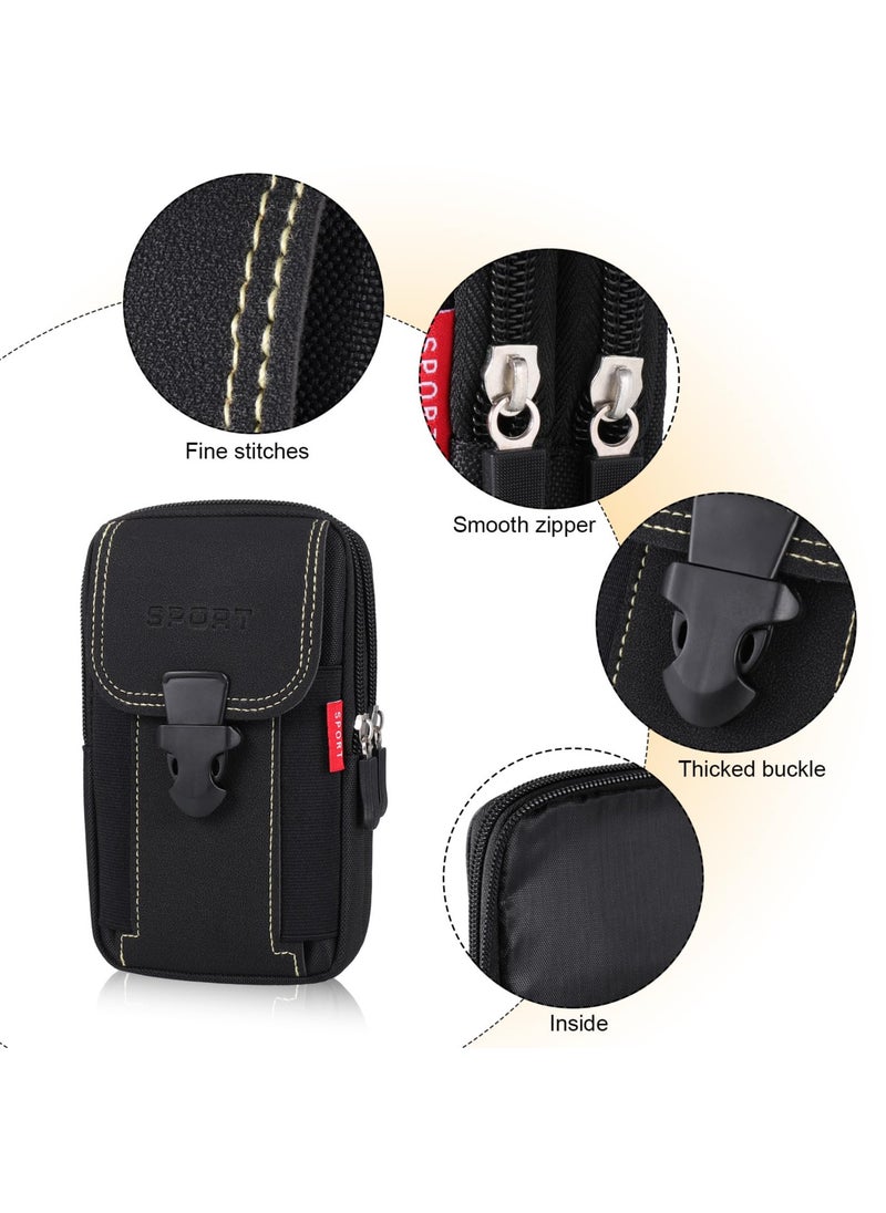 KASTWAVE - Tactical Molle Pouch, Black Men's Waist Belt Bag with Cell Phone Holster, EDC Pouch for Sports, Hiking, Camping,Traveling, Cycling, Fishing - Image 1