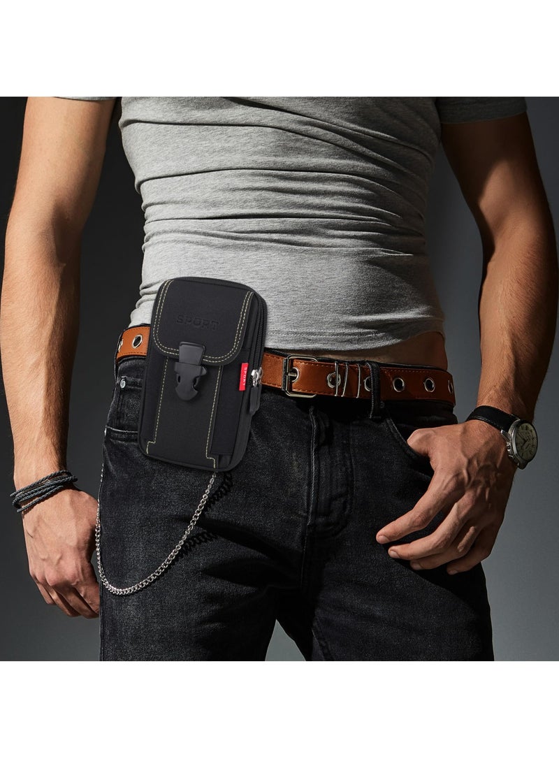 KASTWAVE - Tactical Molle Pouch, Black Men's Waist Belt Bag with Cell Phone Holster, EDC Pouch for Sports, Hiking, Camping,Traveling, Cycling, Fishing - Image 1