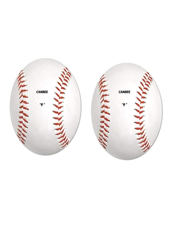 Canbee كرة بيسبول كانبي إم بي إل المصنوعة من مادة PVC، مقاس رسمي 9 بوصات، لون أبيض، للأطفال، بيسبول، قطعة واحدة أو قطعتين، خياطة حمراء وخياطة سوداء (أبيض-أحمر-2) - Image 1
