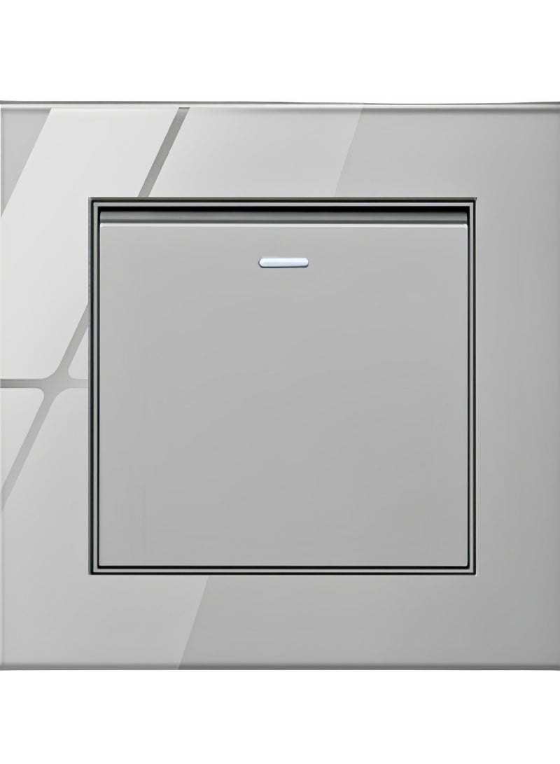 Tempered Grey Glass Panel and push button Light Switches with LED Indicator,UK Standard Wall Power Socket, Artistic Modern Swich soket,1 Gang 2 Way,2 Gang 2 Way,3 Gang 2 Way,4 Gang 2 Way,13Amp Single ,Double Sokect ,20Amp, 45Amp, Light Dimmer,Telephone,Computer socket,Satellite TV Socket,Door Bell Swtch. - Image 1