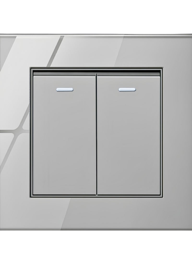 Tempered Grey Glass Panel and push button Light Switches with LED Indicator,UK Standard Wall Power Socket, Artistic Modern Swich soket,1 Gang 2 Way,2 Gang 2 Way,3 Gang 2 Way,4 Gang 2 Way,13Amp Single ,Double Sokect ,20Amp, 45Amp, Light Dimmer,Telephone,Computer socket,Satellite TV Socket,Door Bell Swtch. - Image 2