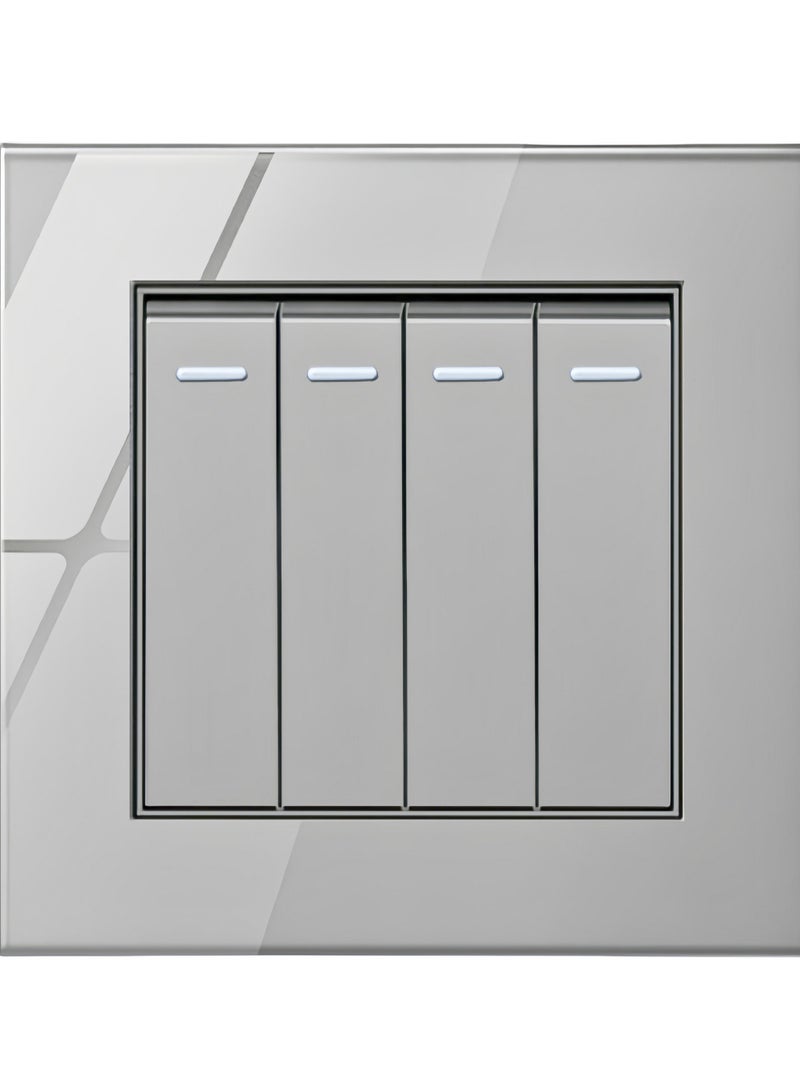 Tempered Grey Glass Panel and push button Light Switches with LED Indicator,UK Standard Wall Power Socket, Artistic Modern Swich soket,1 Gang 2 Way,2 Gang 2 Way,3 Gang 2 Way,4 Gang 2 Way,13Amp Single ,Double Sokect ,20Amp, 45Amp, Light Dimmer,Telephone,Computer socket,Satellite TV Socket,Door Bell Swtch. - Image 4