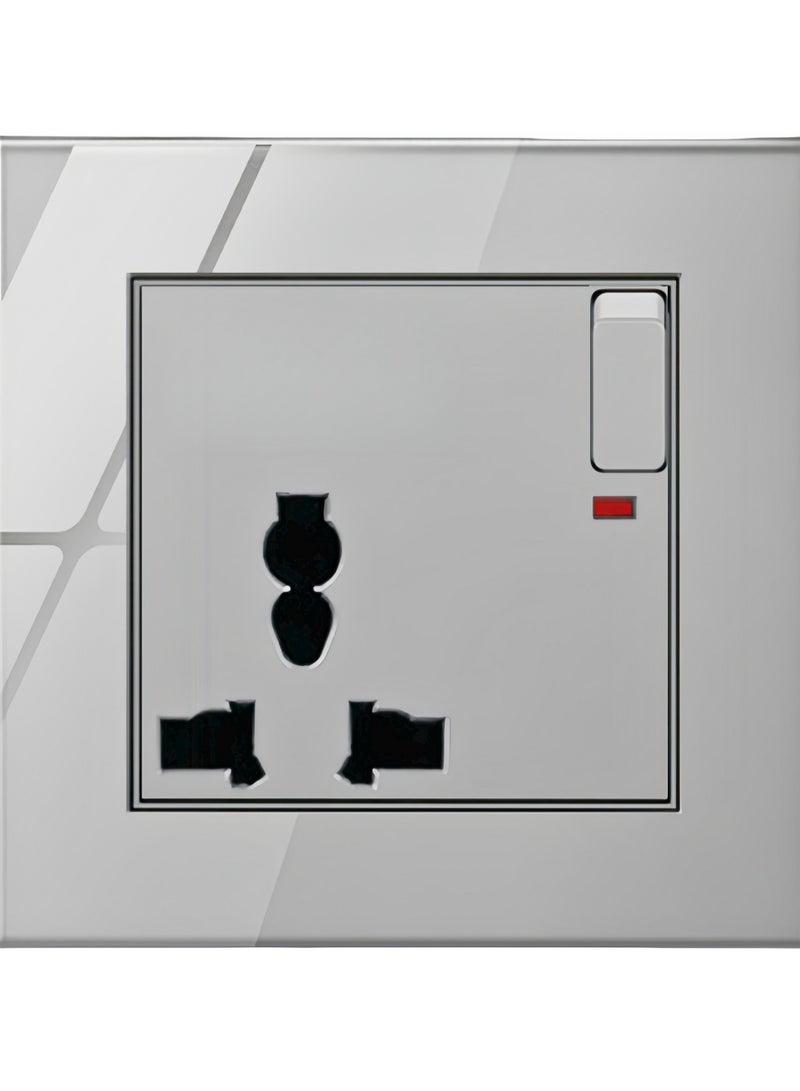 Tempered Grey Glass Panel and push button Light Switches with LED Indicator,UK Standard Wall Power Socket, Artistic Modern Swich soket,1 Gang 2 Way,2 Gang 2 Way,3 Gang 2 Way,4 Gang 2 Way,13Amp Single ,Double Sokect ,20Amp, 45Amp, Light Dimmer,Telephone,Computer socket,Satellite TV Socket,Door Bell Swtch. - Image 5