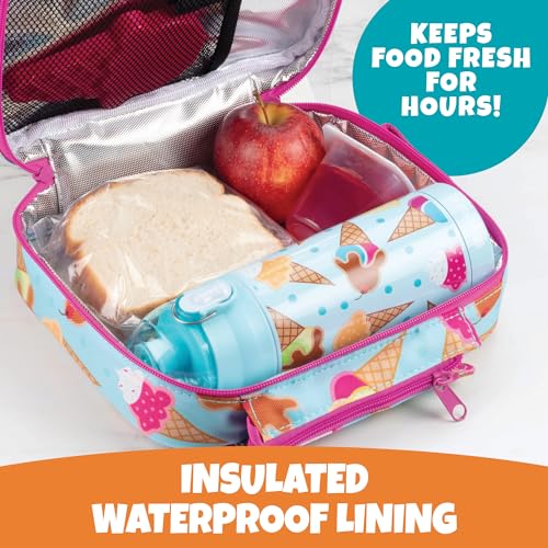 Bentology Premium Insulated Lunch Box for Girls- Built to Last w Solid Metal Frame & Superior Hot/Cold Retention- Heavy-Duty Zippers & Tear-Resistant Waterproof Fabric, Kids Tote w Bottle Holder & Snack Pocket - Image 2