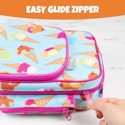 Bentology Premium Insulated Lunch Box for Girls- Built to Last w Solid Metal Frame & Superior Hot/Cold Retention- Heavy-Duty Zippers & Tear-Resistant Waterproof Fabric, Kids Tote w Bottle Holder & Snack Pocket - Image 5