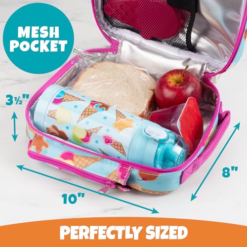 Bentology Premium Insulated Lunch Box for Girls- Built to Last w Solid Metal Frame & Superior Hot/Cold Retention- Heavy-Duty Zippers & Tear-Resistant Waterproof Fabric, Kids Tote w Bottle Holder & Snack Pocket - Image 4