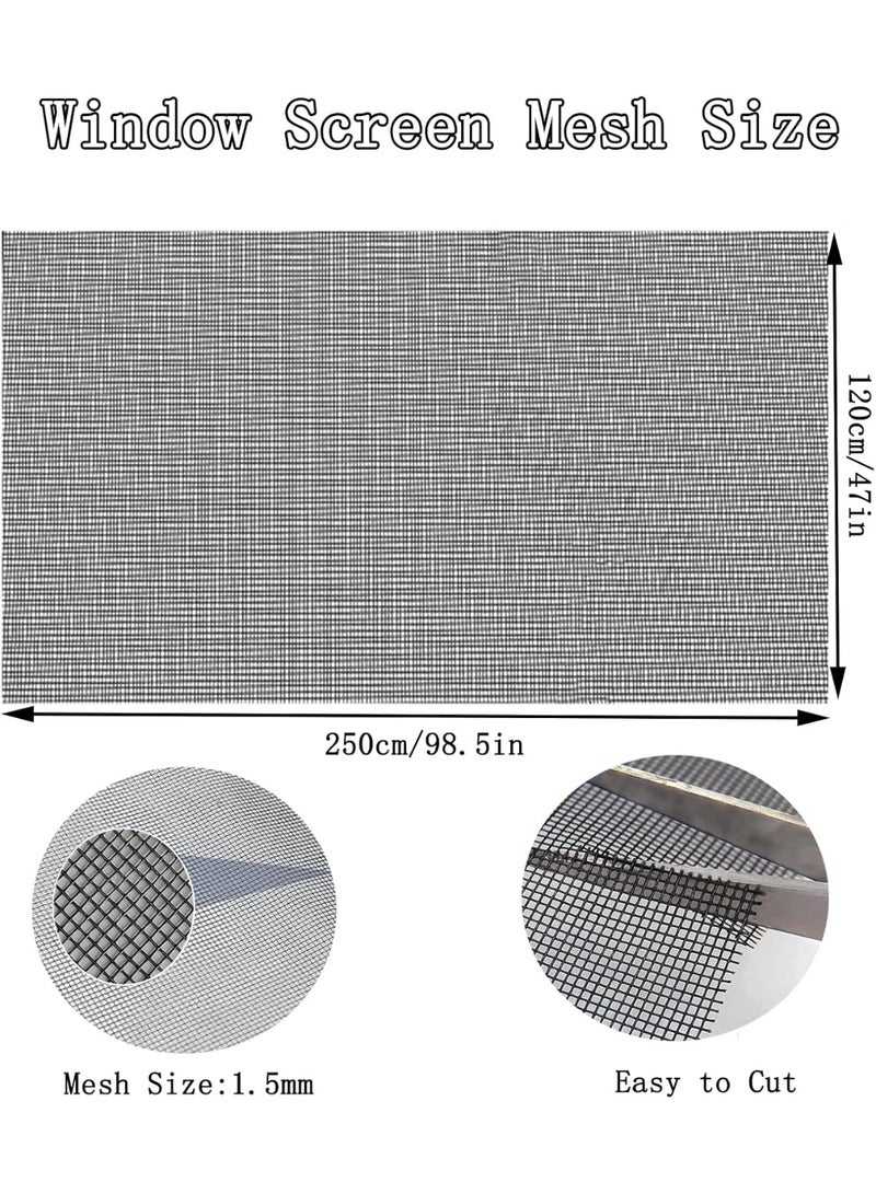 GMORO Fly Screens for Windows 120 X 250 cm Window Screen Net Cuttable Washable and Anti Scratch Grey - Image 4
