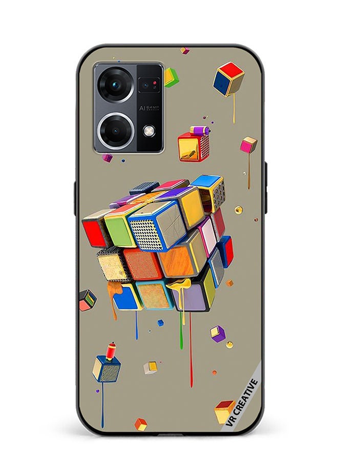VR CREATIVE Protective Case Cover For Oppo Reno8 4G Dice Design Multicolour - Image 1