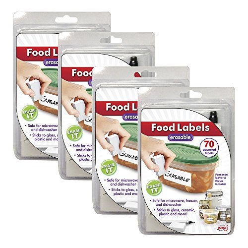 Jokari Erasable Food Labels 4-Pack Starter Kits With Pen & Erasers, Reusable Label Multi-Color, Freezer, Microwave & Dishwasher Safe Kitchen Tool for All-Purpose Meal Organization by Jokari - Image 1