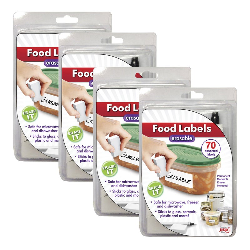 Jokari Erasable Food Labels 4-Pack Starter Kits With Pen & Erasers, Reusable Label Multi-Color, Freezer, Microwave & Dishwasher Safe Kitchen Tool for All-Purpose Meal Organization by Jokari - Image 2