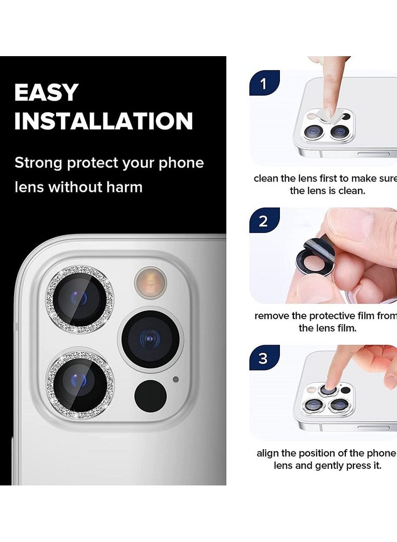 CATANES 3-piece Camera Lens Protector for iPhone 13 Pro Max and 13 Pro Tempered Glass Shield HD Ultra Thin Film Silver - Image 3