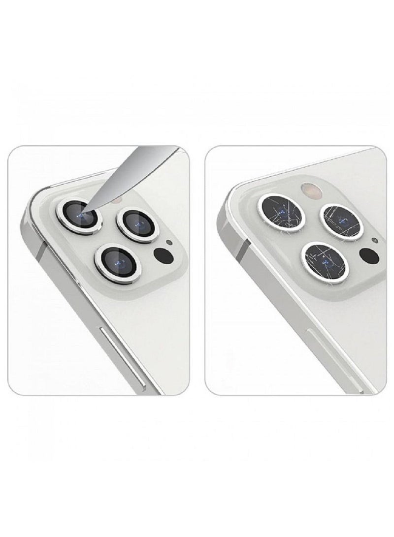 CATANES 3-piece Camera Lens Protector for iPhone 13 Pro Max and 13 Pro Tempered Glass Shield HD Ultra Thin Film Silver - Image 2