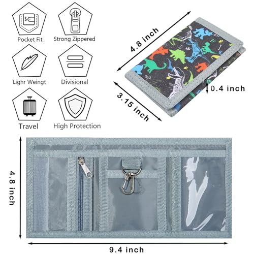 Lamiza Dinosaur Dino Kids Wallet for Boys, Ages 4-8, Magic Sticker, Coin Pocket, RFID Protection - Image 3