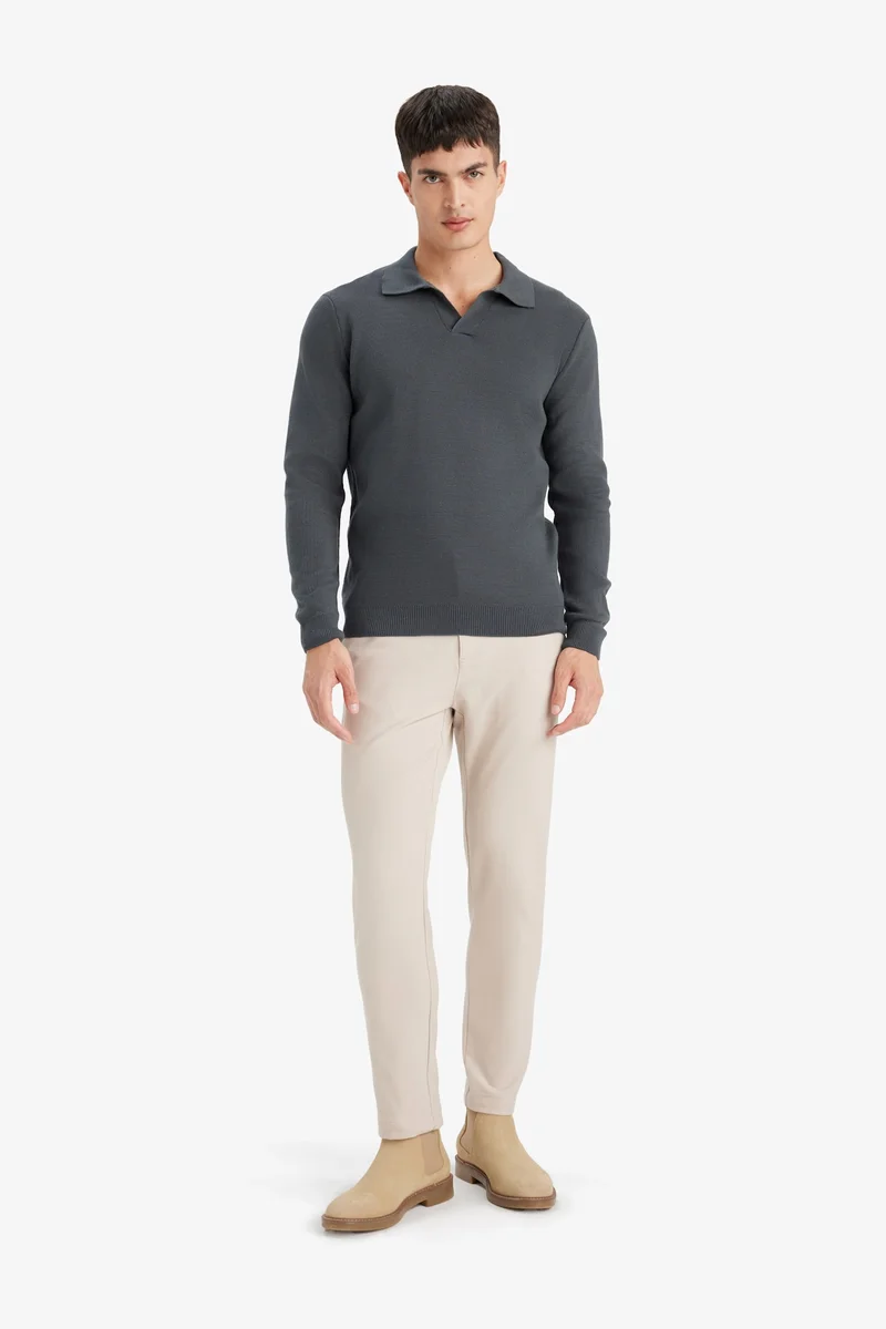 ديفاكتو Standard Fit Polo Collar Knitwear Pullover