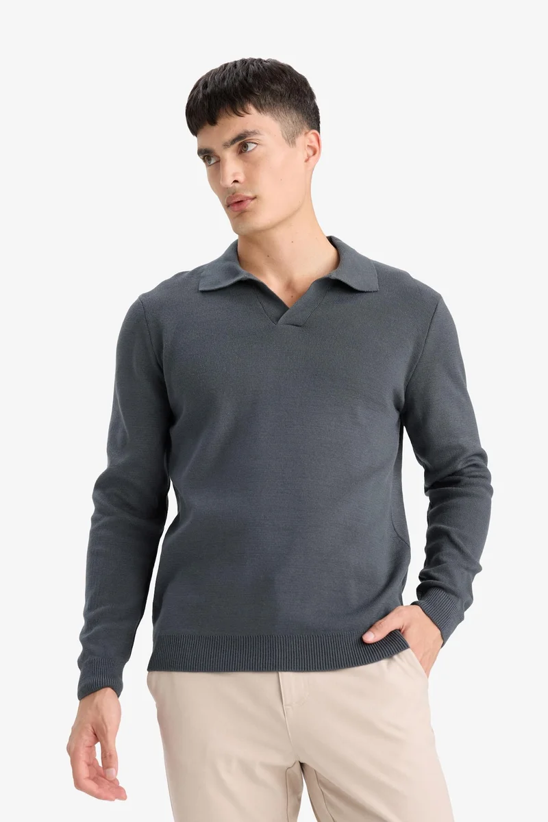 Defacto  Standard Fit Polo Collar Knitwear Pullover for Men | Best Price UAE
