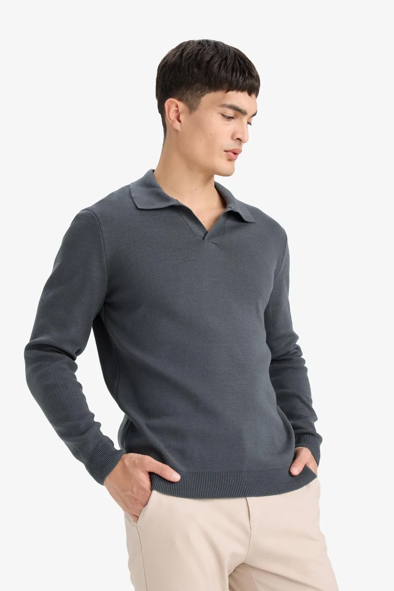 Defacto  Standard Fit Polo Collar Knitwear Pullover for Men | Best Price UAE